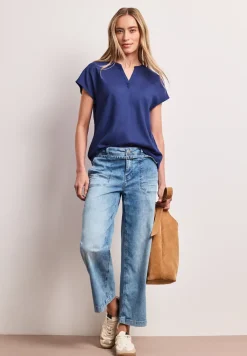 Blouse met losse schouders en gespleten hals