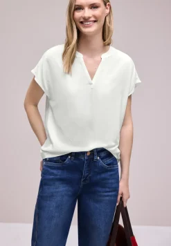 Blouse met losse schouders en gespleten hals