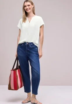 Blouse met losse schouders en gespleten hals
