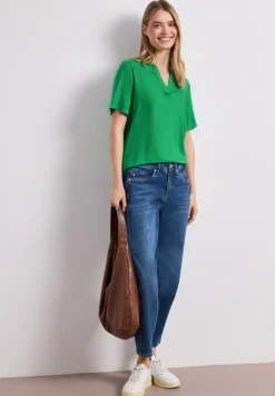 Blouse met losse schouders en gespleten hals