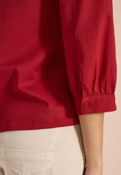 Blouse met 3/4 mouwen en gespleten hals in effen kleur