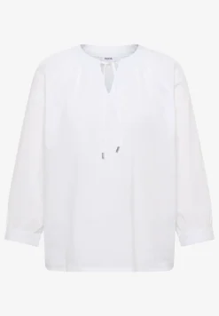 Blouse met 3/4 mouwen en gespleten hals in effen kleur