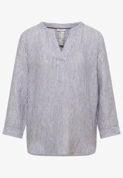 Blouse met 3/4 mouwen en gespleten hals in linnen