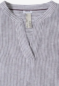 Blouse met 3/4 mouwen en gespleten hals in linnen