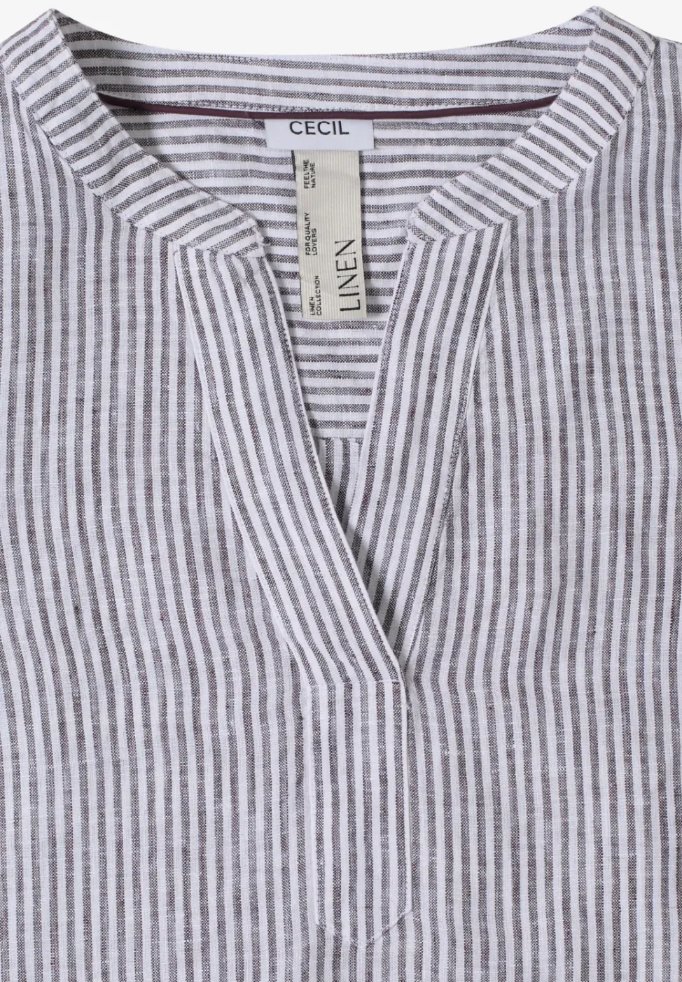 Blouse met 3/4 mouwen en gespleten hals in linnen