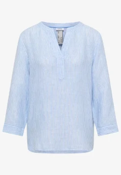Blouse met 3/4 mouwen en gespleten hals in linnen