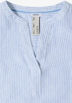 Blouse met 3/4 mouwen en gespleten hals in linnen