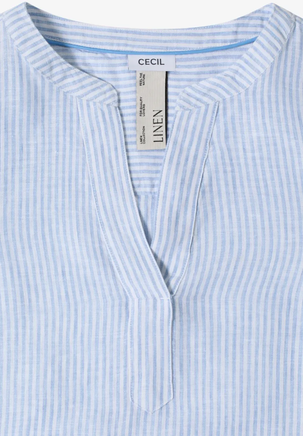 Blouse met 3/4 mouwen en gespleten hals in linnen