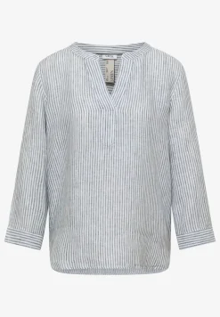 Blouse met 3/4 mouwen en gespleten hals in linnen
