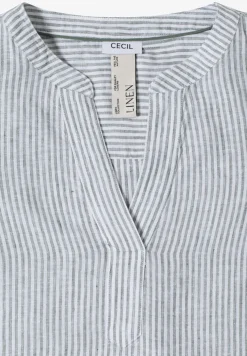 Blouse met 3/4 mouwen en gespleten hals in linnen