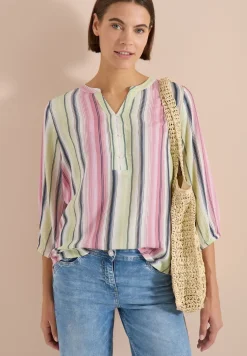 Blouse met 3/4 mouwen en meerkleurige strepen