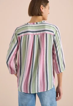 Blouse met 3/4 mouwen en meerkleurige strepen