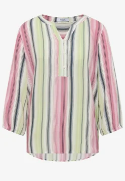 Blouse met 3/4 mouwen en meerkleurige strepen