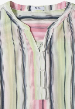 Blouse met 3/4 mouwen en meerkleurige strepen