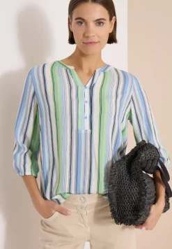Blouse met 3/4 mouwen en meerkleurige strepen