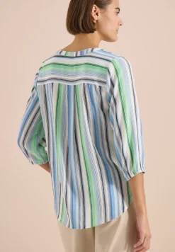 Blouse met 3/4 mouwen en meerkleurige strepen