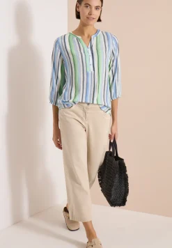 Blouse met 3/4 mouwen en meerkleurige strepen