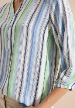 Blouse met 3/4 mouwen en meerkleurige strepen
