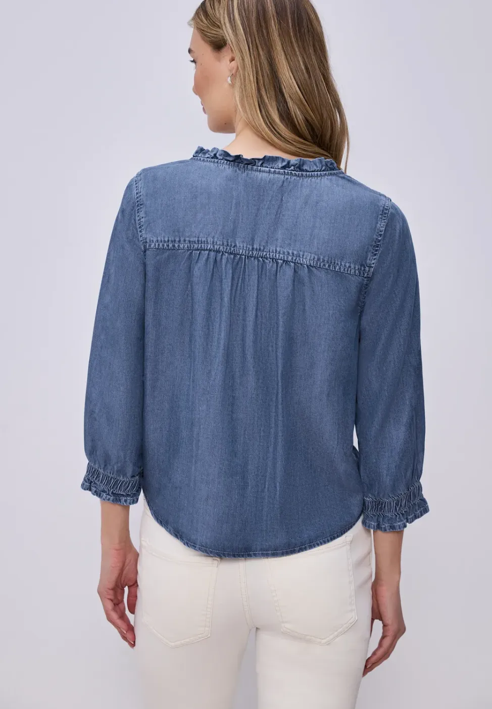 Blouse met 3/4 mouwen en ruches