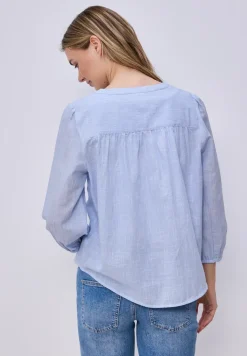 Blouse met 3/4 mouwen in chambraykwaliteit