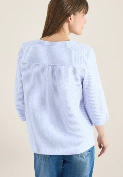 blouse met 3/4 mouwen in seersucker kwaliteit