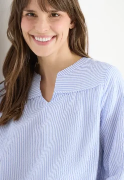 blouse met 3/4 mouwen in seersucker kwaliteit