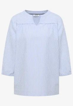 blouse met 3/4 mouwen in seersucker kwaliteit