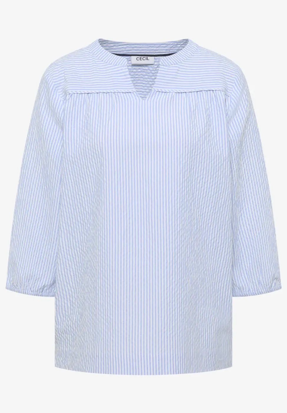 blouse met 3/4 mouwen in seersucker kwaliteit
