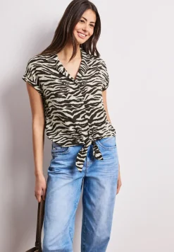 Blouse met overhangende schouders en bowlingkraag