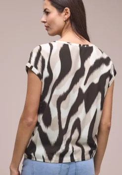 Blouse met overhangende schouders en getapete details