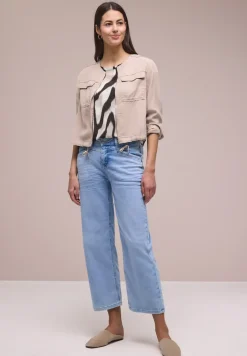 Blouse met overhangende schouders en getapete details
