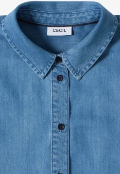 Blouse met overhangende schouders in denimlook