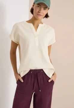 Blouse met overhangende schouders in seersucker kwaliteit