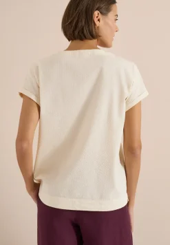 Blouse met overhangende schouders in seersucker kwaliteit