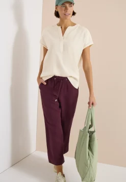 Blouse met overhangende schouders in seersucker kwaliteit