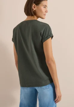 Blouse met overhangende schouders in seersucker kwaliteit