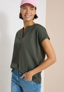 Blouse met overhangende schouders in seersucker kwaliteit