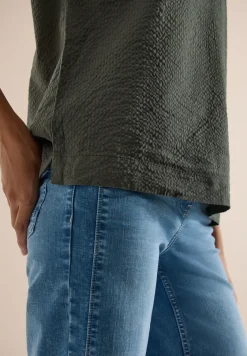 Blouse met overhangende schouders in seersucker kwaliteit