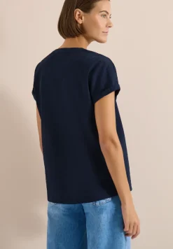 Blouse met overhangende schouders in seersucker kwaliteit