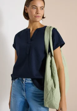 Blouse met overhangende schouders in seersucker kwaliteit