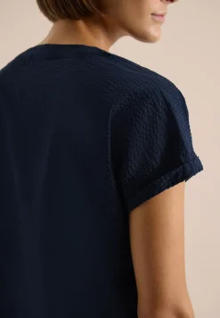 Blouse met overhangende schouders in seersucker kwaliteit