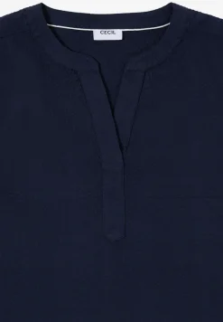 Blouse met overhangende schouders in seersucker kwaliteit