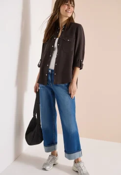 Blouse met overhemdkraag en omslag