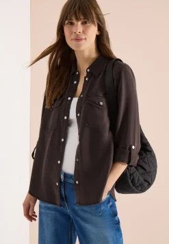 Blouse met overhemdkraag en omslag