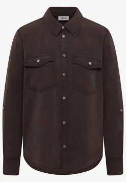 Blouse met overhemdkraag en omslag