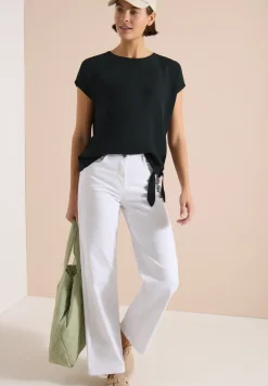 Blouse met ronde hals en knoopdetail