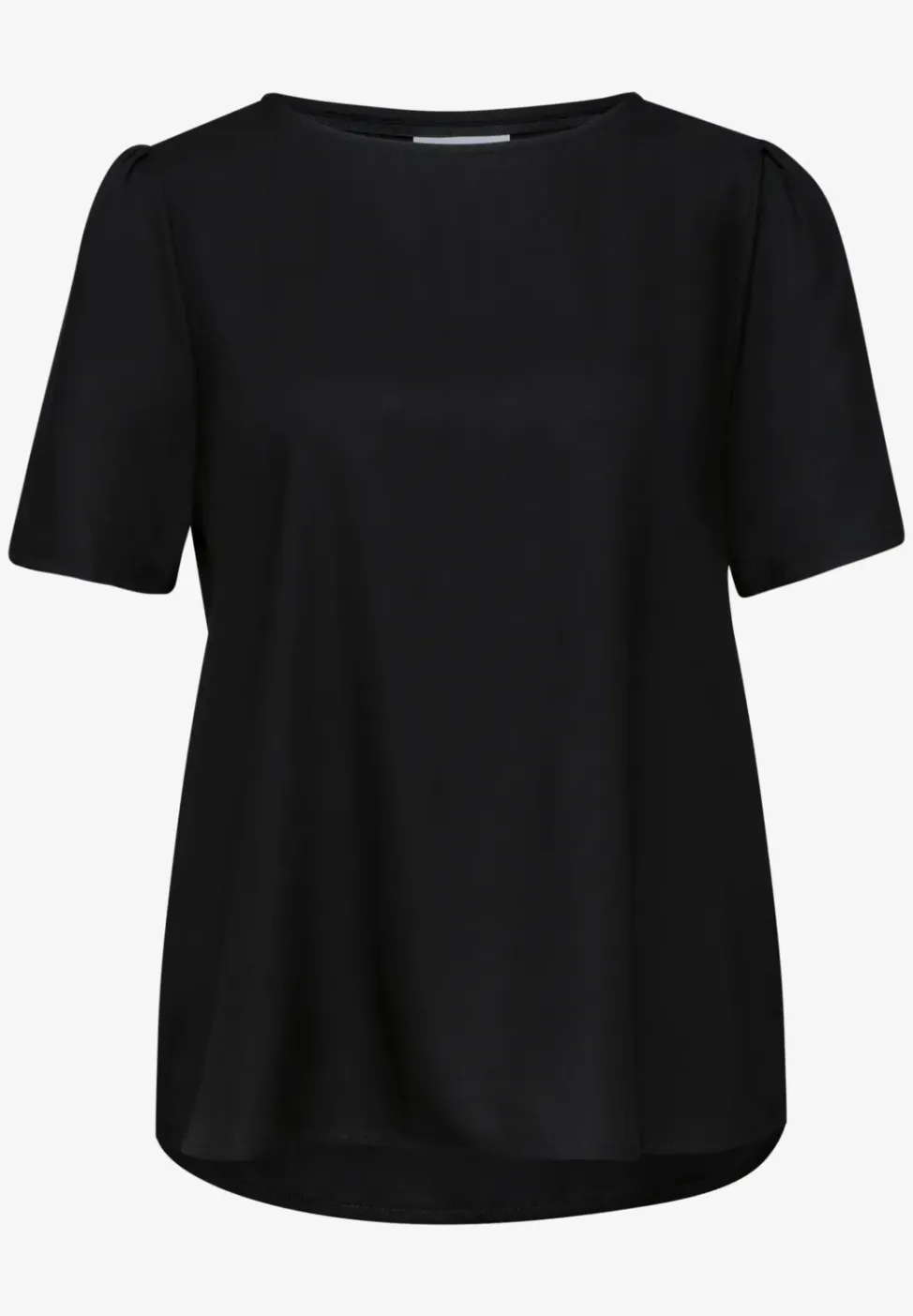 Blouse met ronde hals en korte pofmouwen