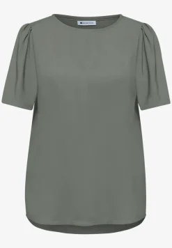 Blouse met ronde hals en korte pofmouwen