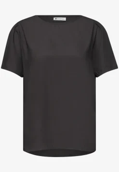 Blouse met ronde hals en korte pofmouwen