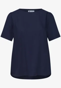 Blouse met ronde hals en korte pofmouwen